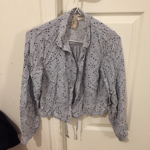 H&M blue floral patterned blouse USA size 2 - Picture 1 of 8